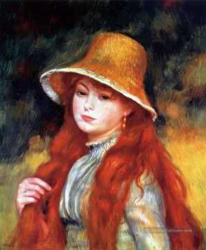  noir - fille avec un chapeau de paille Pierre Auguste Renoir